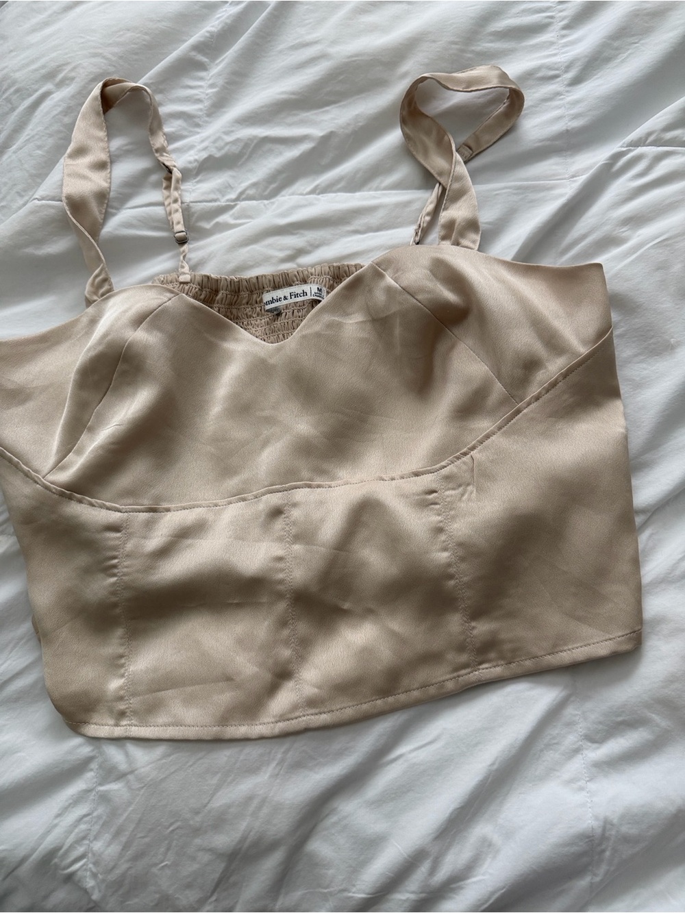 A&F Beige Satin Cami Crop Top in gold size M